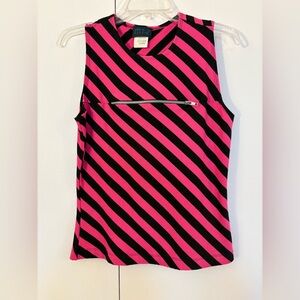 Pink and Black Edgy Tank Top with Chest Zipper Size Juniors XL